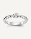 First Promise 14k White Gold Cluster .03 carat Round Diamond Complete Promise/Engagement Ring – View 1