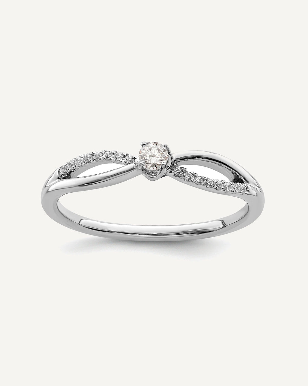First Promise 14k White Gold 1/8 carat Lab Grown Diamond VS/SI+ G+ Complete Petite Engagement Ring – View 1