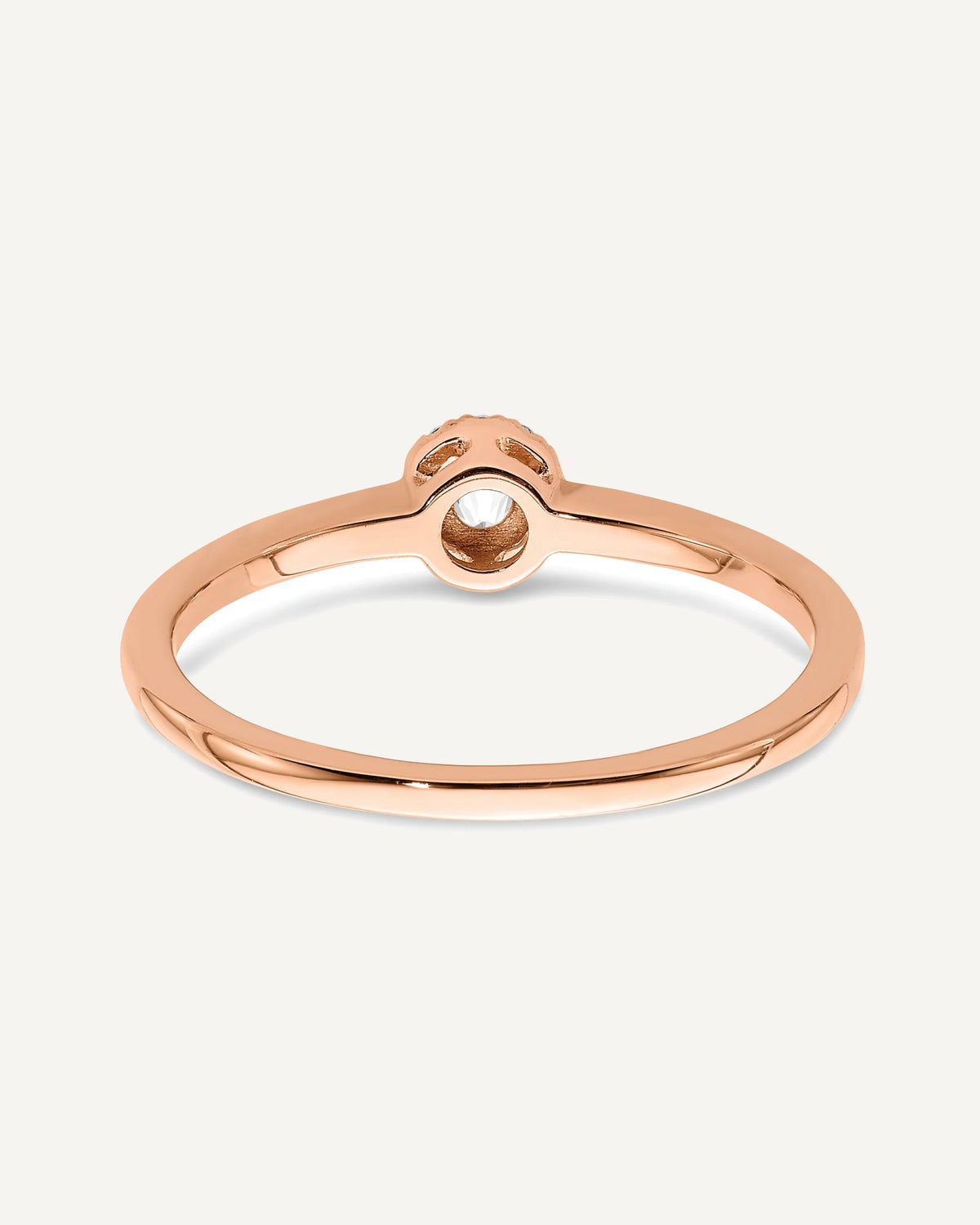 First Promise 14k Rose Gold Halo 1/10 carat Round Diamond Complete Promise/Engagement Ring – View 5