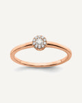 First Promise 14k Rose Gold Halo 1/10 carat Round Diamond Complete Promise/Engagement Ring – View 1