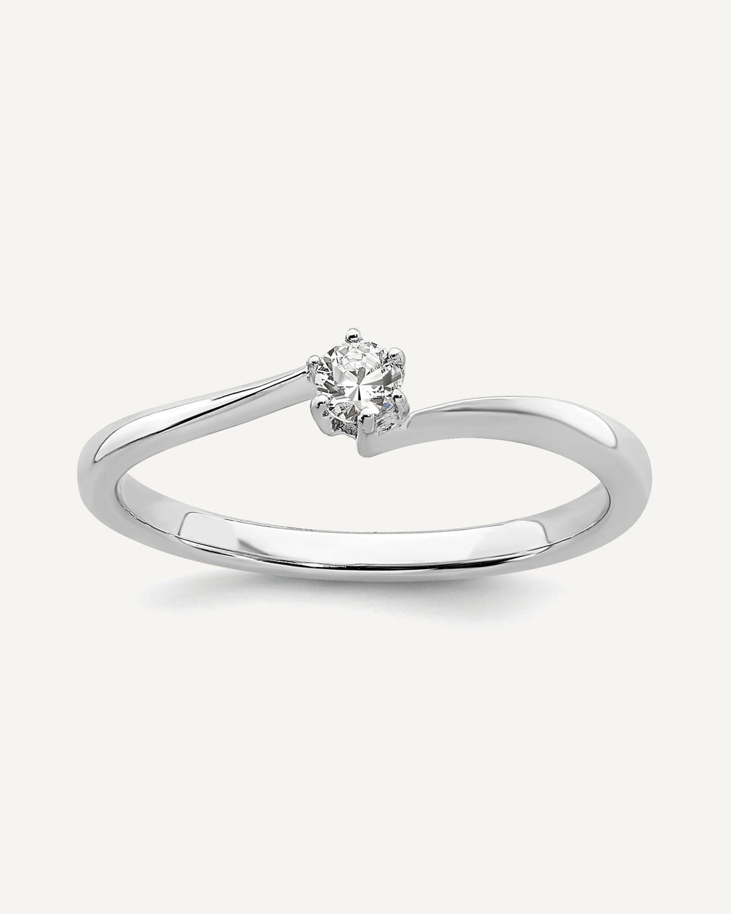 First Promise 14k White Gold 1/8 carat Lab Grown Diamond VS/SI+ G+ Complete Petite Engagement Ring – View 1
