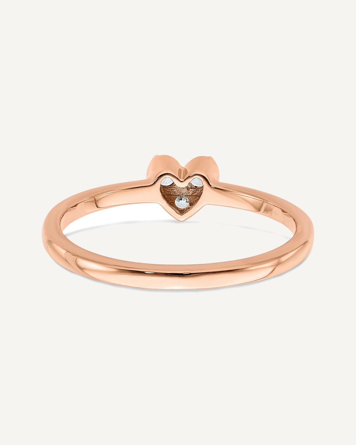 First Promise 14k Rose Gold Heart 1/8 carat Round Diamond Complete Promise/Engagement Ring – View 5