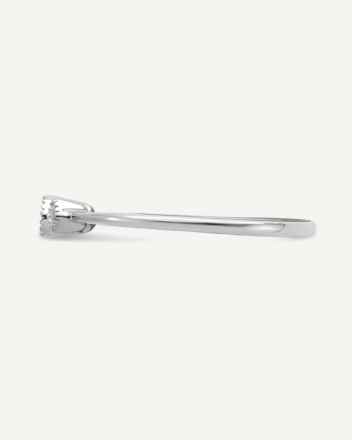 14k White Gold Beaded Edge Petite 3-Stone 1/10 carat Round/Princess Diamond Complete Promise/Engagement Ring – View 3
