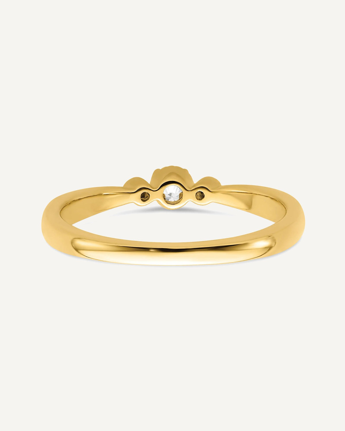 14k Beaded Edge Petite 3-Stone 1/15 carat Round Diamond Complete Promise/Engagement Ring – View 5