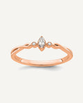 14k Rose Gold Beaded Edge Petite 3-Stone 1/15 carat Marquise Diamond Complete Promise/Engagement Ring – View 1