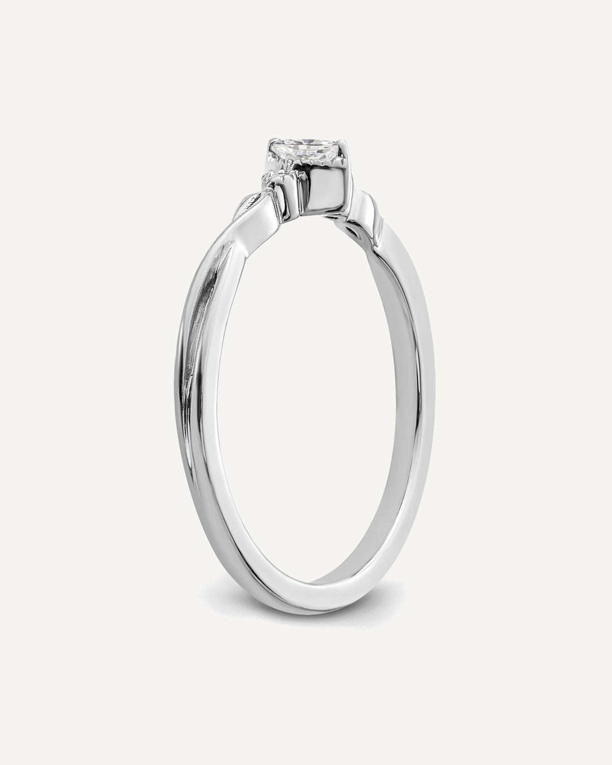 14k White Gold Beaded Edge Petite 3-Stone 1/15 carat Marquise Diamond Complete Promise/Engagement Ring – View 6
