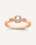 14k Rose Gold Rope Edge Petite 1/4 carat Round Diamond Complete Promise/Engagement Ring – View 1