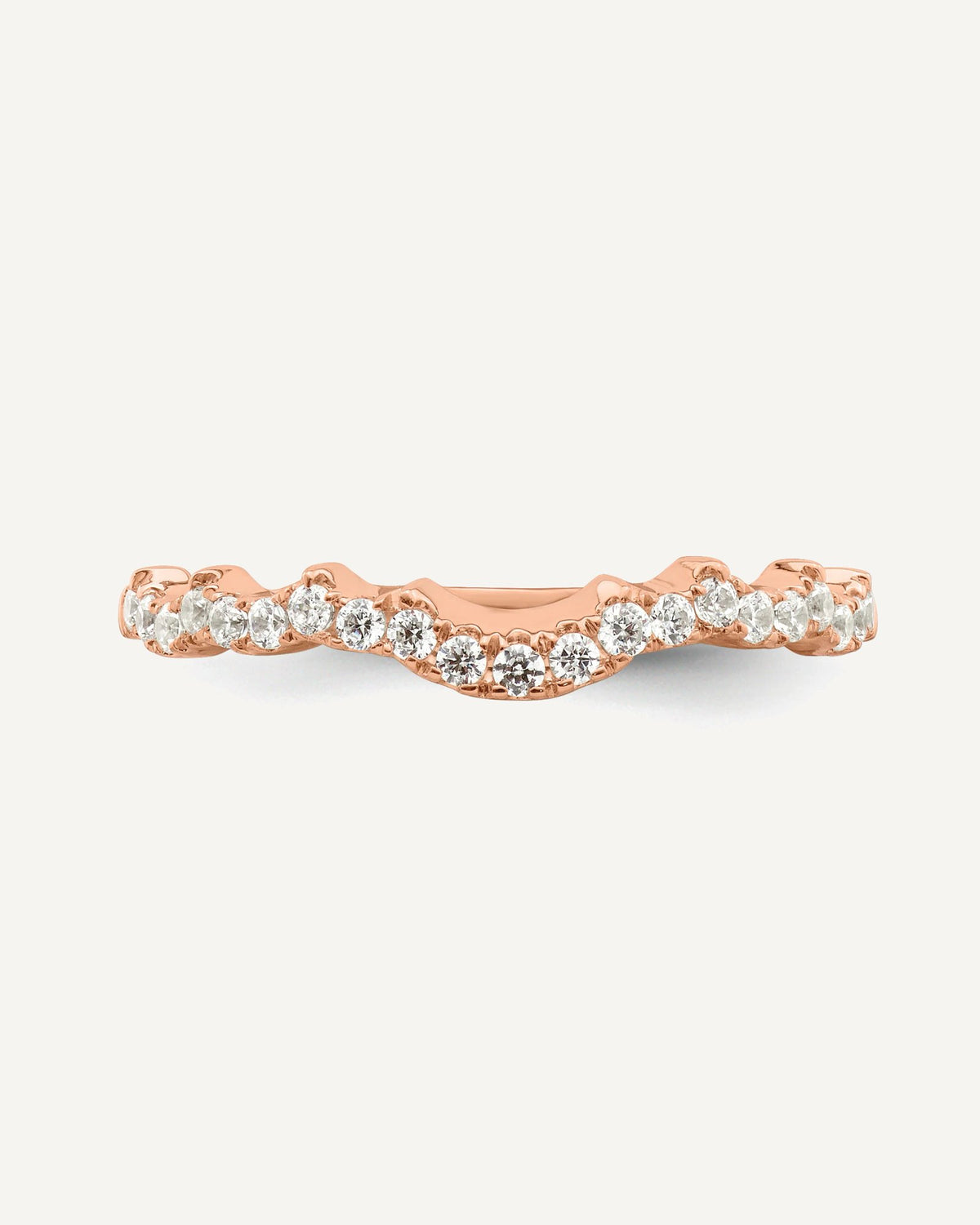 14k Rose Gold 1/4 carat Diamond Contoured Complete Wedding band – View 4