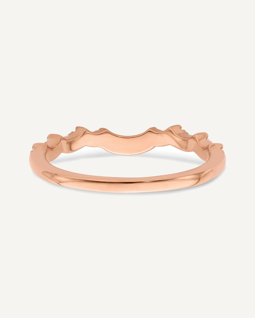 14k Rose Gold 1/4 carat Diamond Contoured Complete Wedding band – View 5