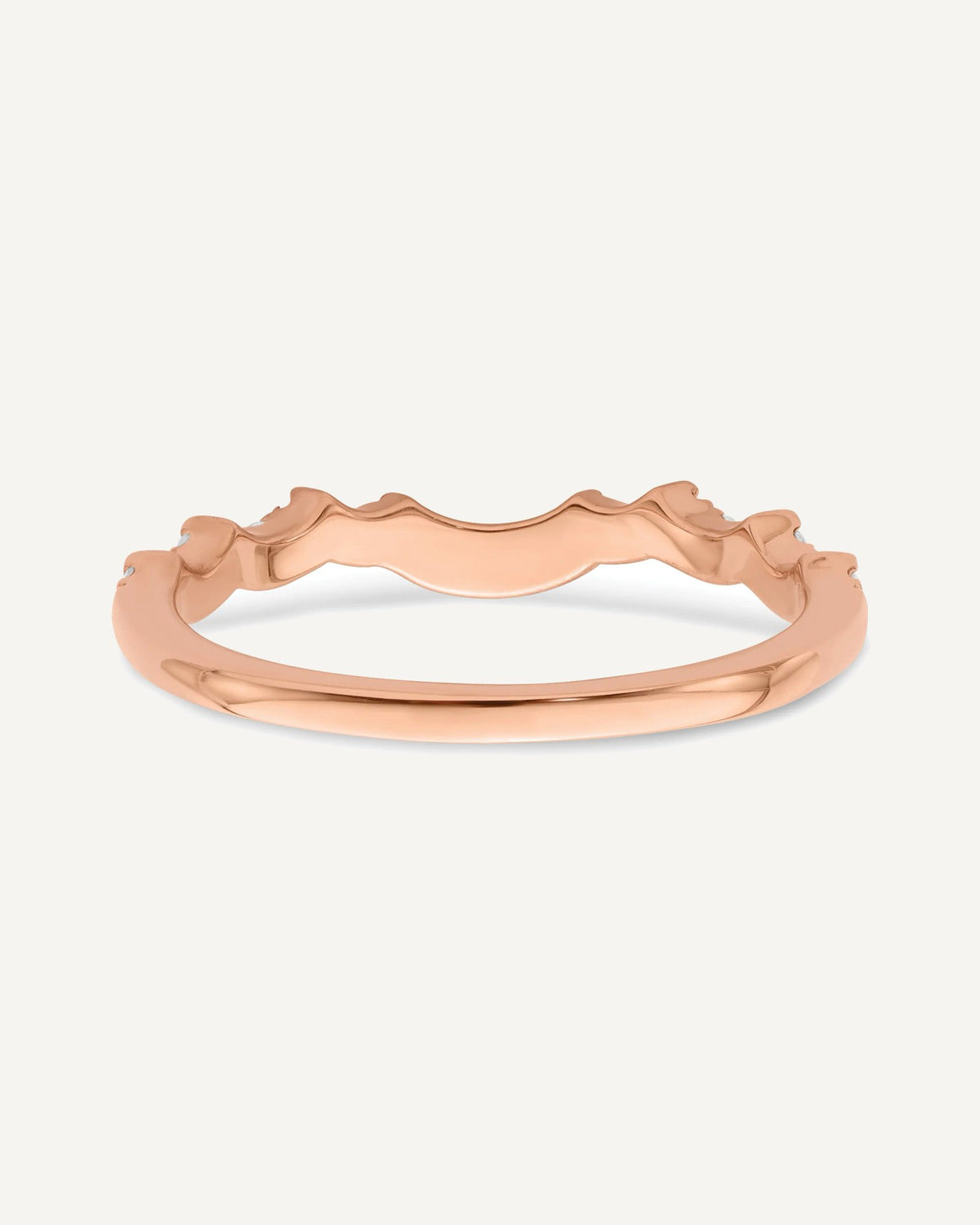 14k Rose Gold 1/4 carat Diamond Contoured Complete Wedding band – View 5