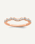 14k Rose Gold 1/4 carat Diamond Contoured Complete Wedding band – View 1