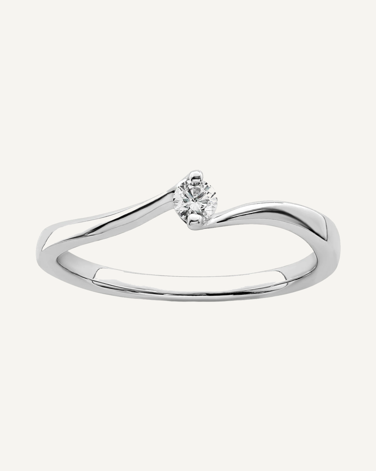 First Promise 14k White Gold Bypass 1/10 carat Round Diamond Complete Promise/Engagement Ring – View 1