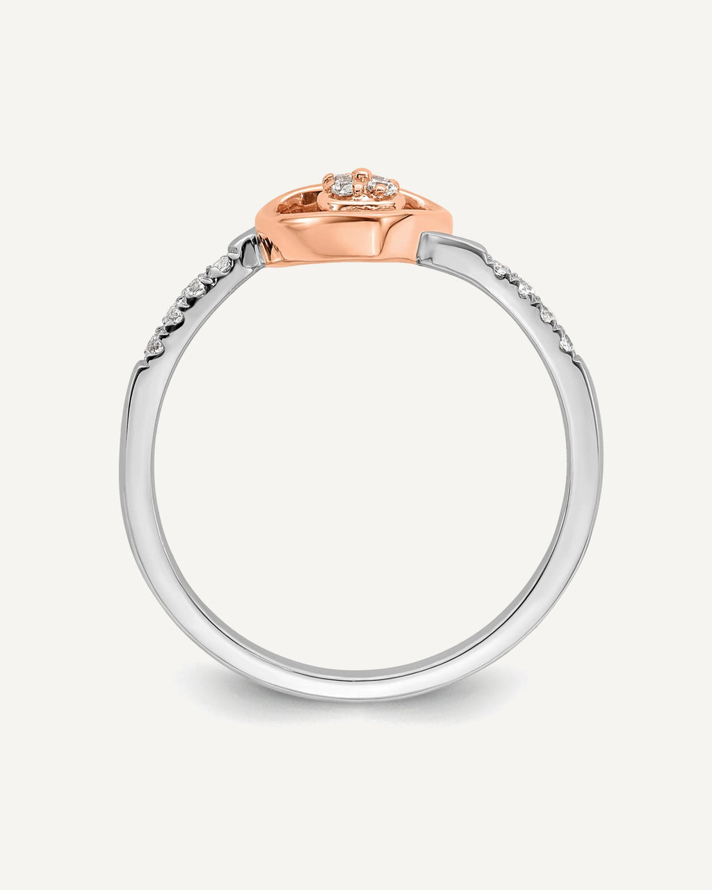 First Promise 14k White and Rose Gold Heart Cluster 1/10 carat Diamond Complete Promise/Engagement Ring – View 2