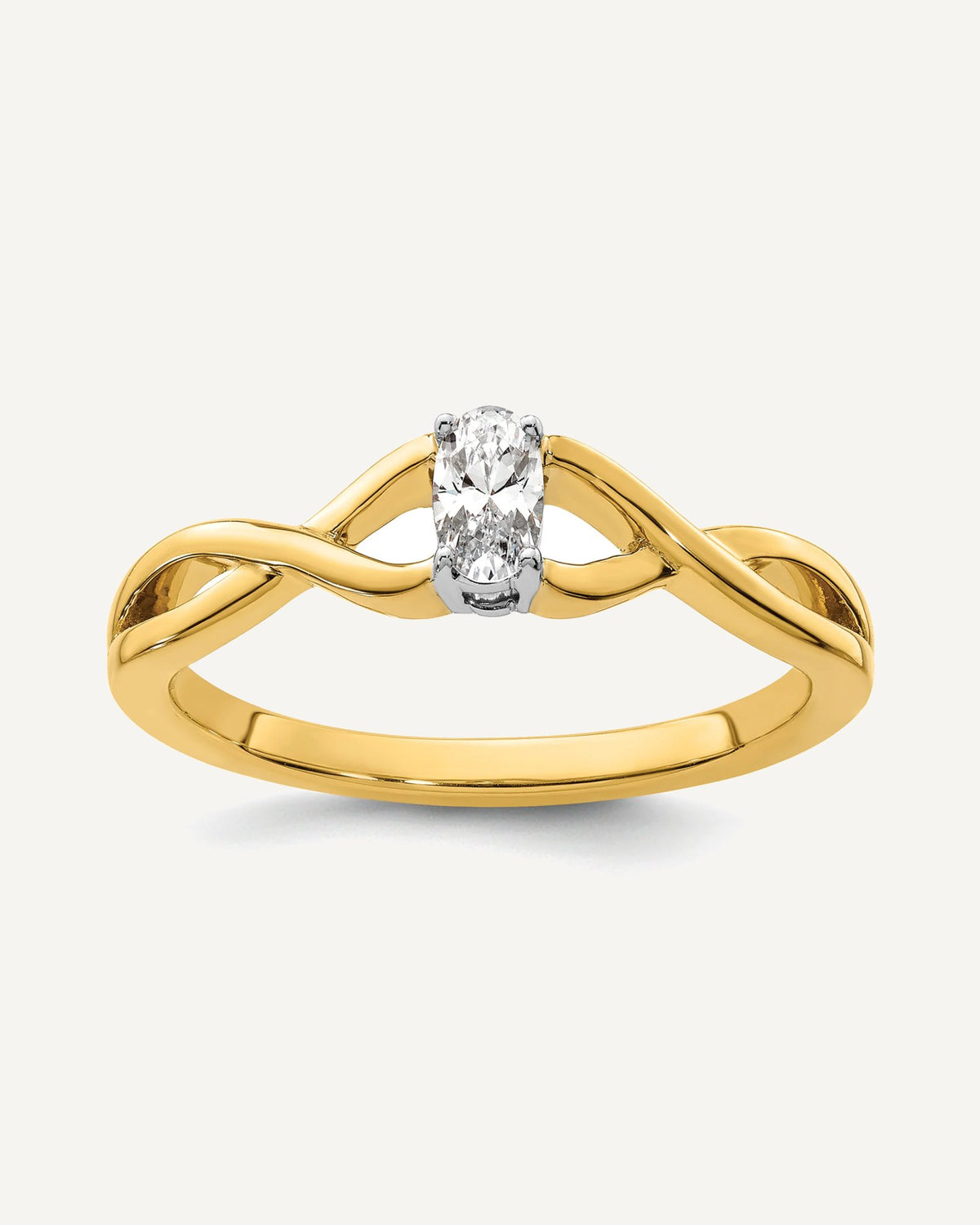 14k Two-tone Oval Complete Diamond Promise/Engagement Ring – View 1