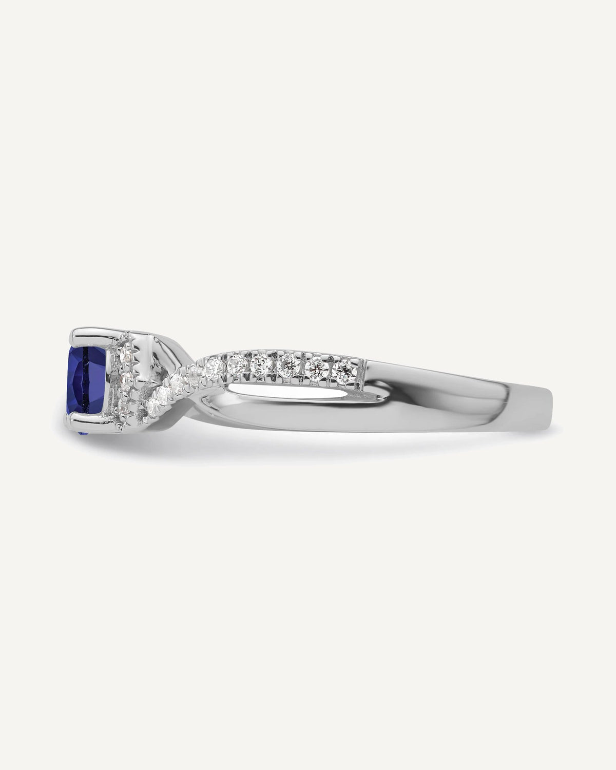 10kw Created Sapphire and Lab Grown VS/SI+ G+ Dia Promise Ring – View 3