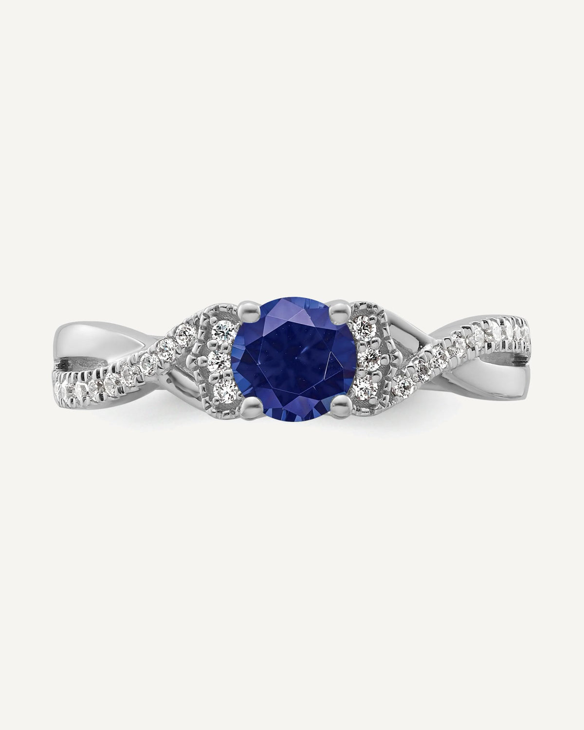 10kw Created Sapphire and Lab Grown VS/SI+ G+ Dia Promise Ring – View 4