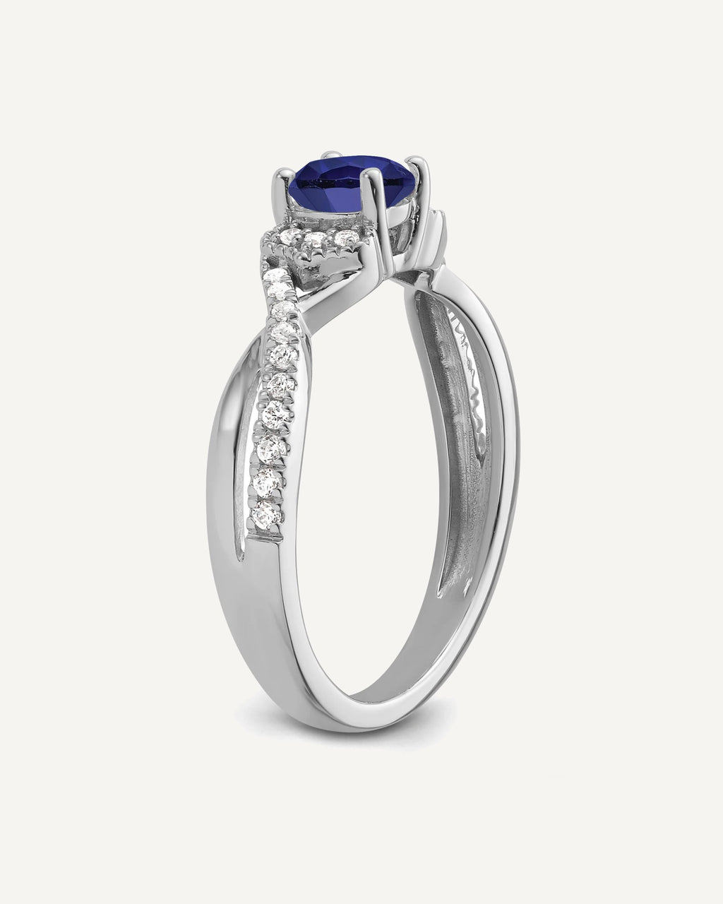 10kw Created Sapphire and Lab Grown VS/SI+ G+ Dia Promise Ring – View 6