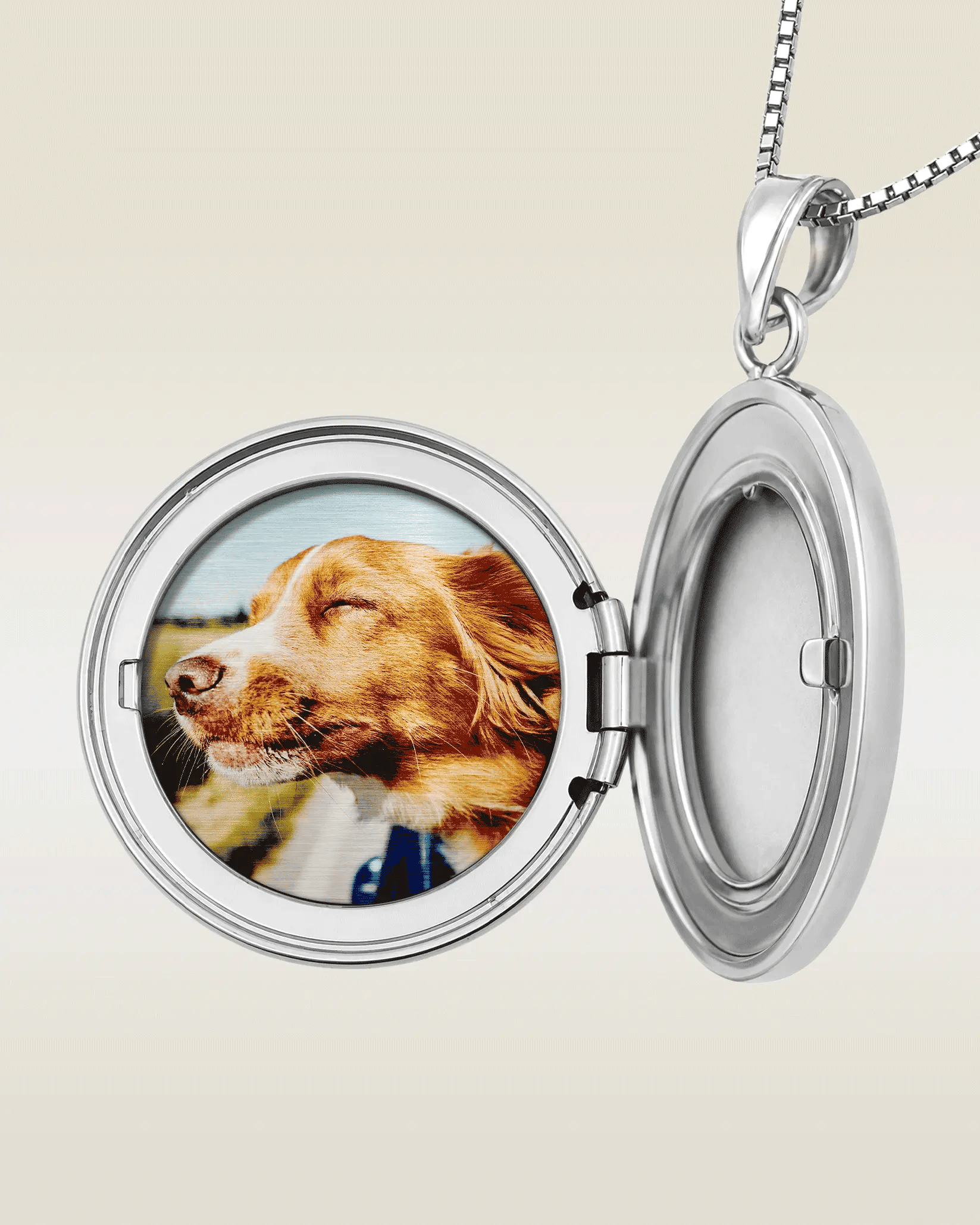 The locket shown open