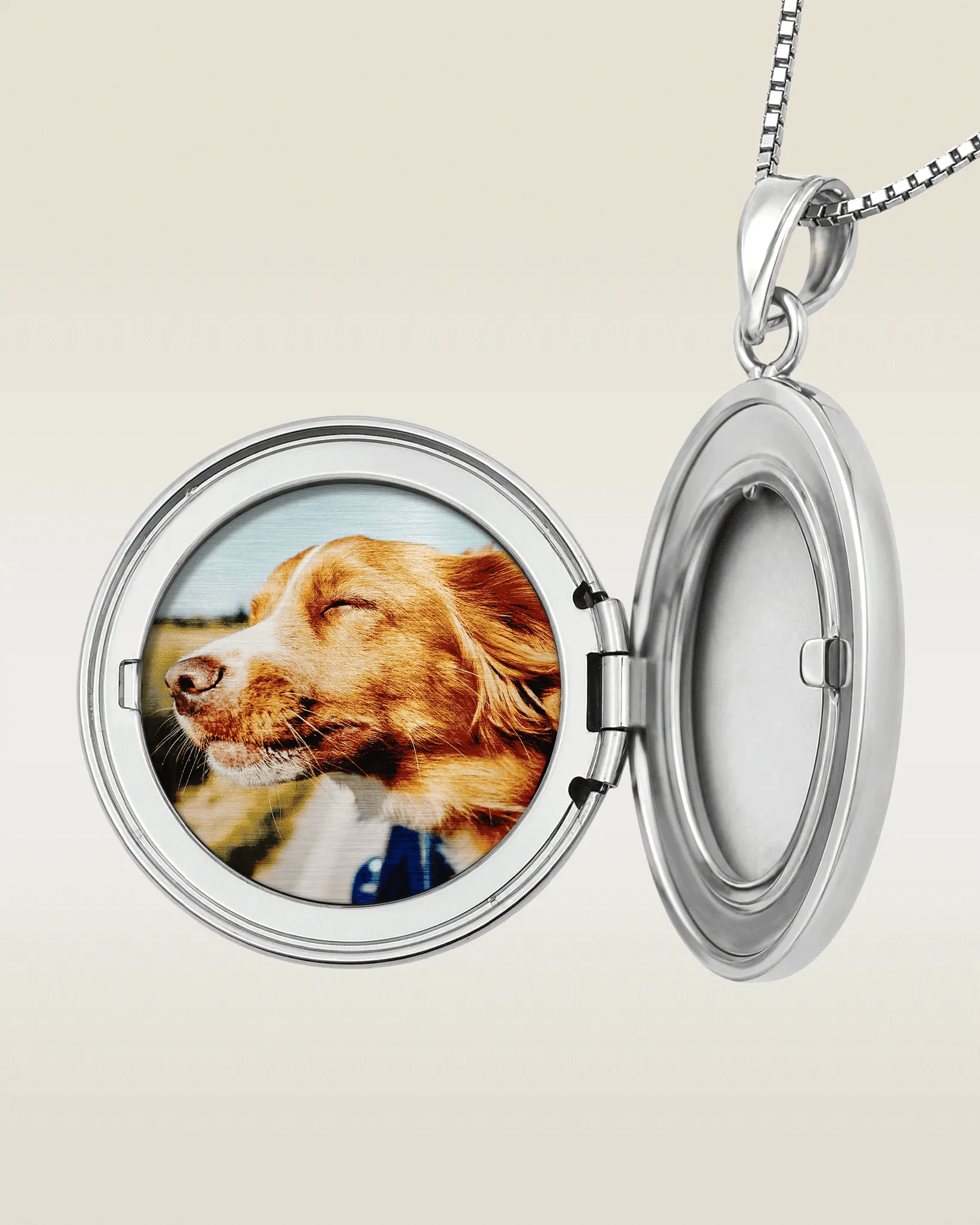 The locket shown open