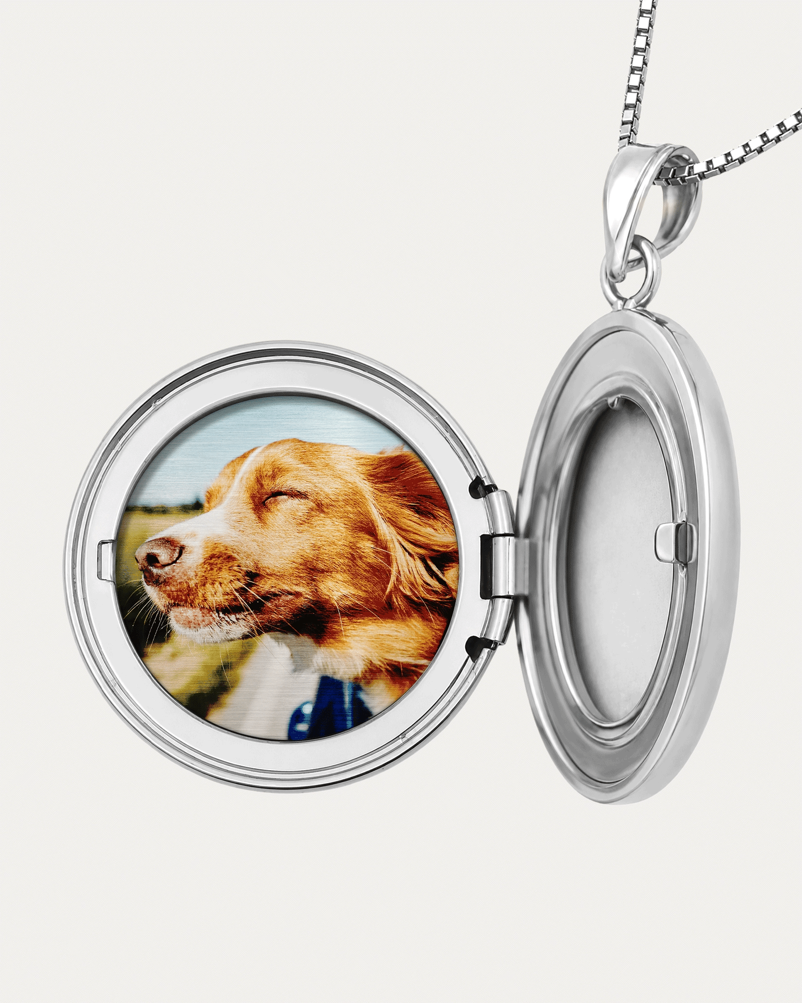 The locket shown open