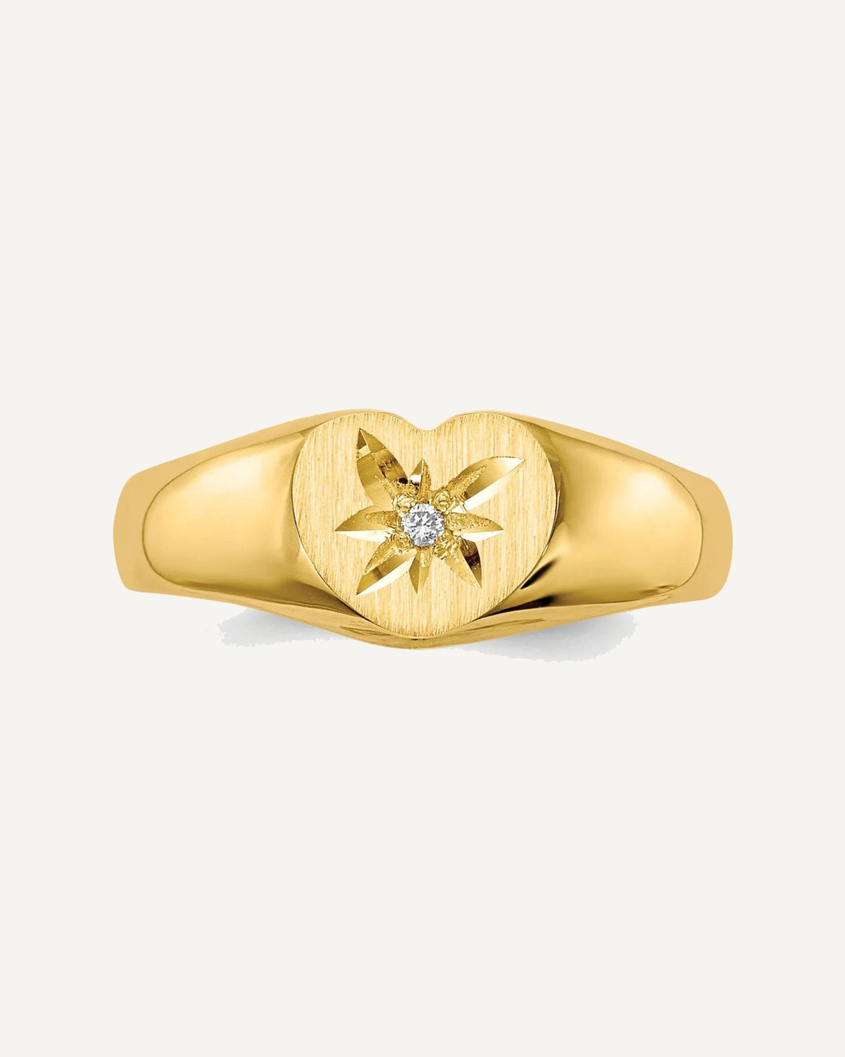 Gold Polished Children's Diamond Signet Rings – View 4