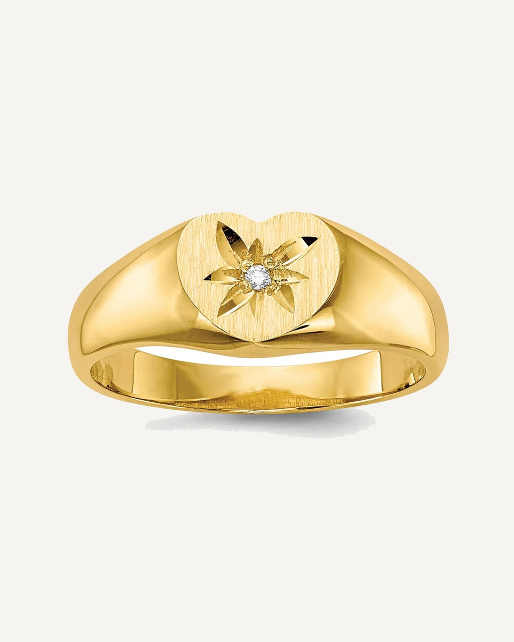 Gold Polished Children's Diamond Signet Rings – View 1