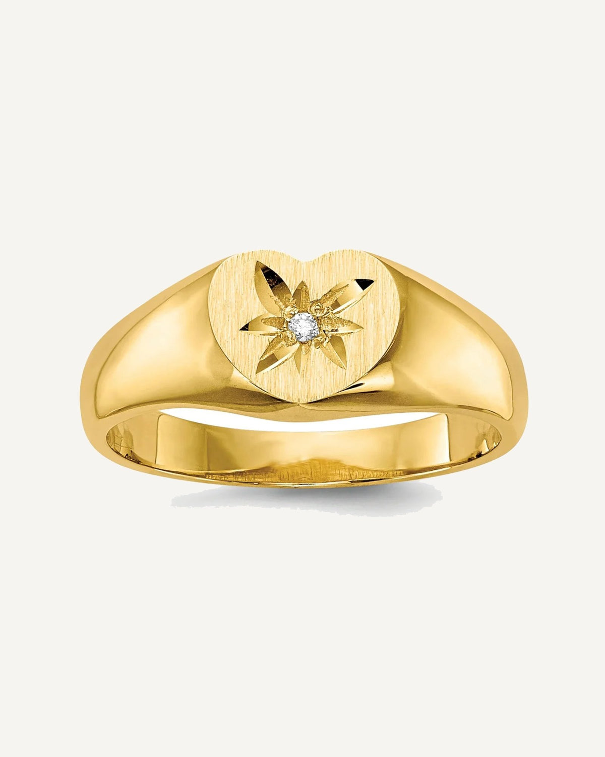 Gold Polished Children's Diamond Signet Rings – View 1