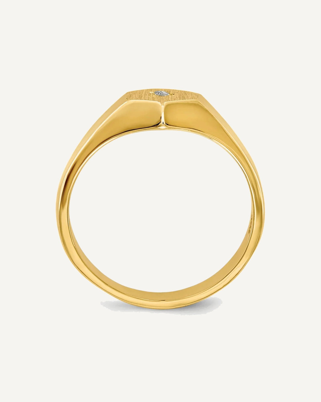 Gold Polished Children's Diamond Signet Rings – View 2