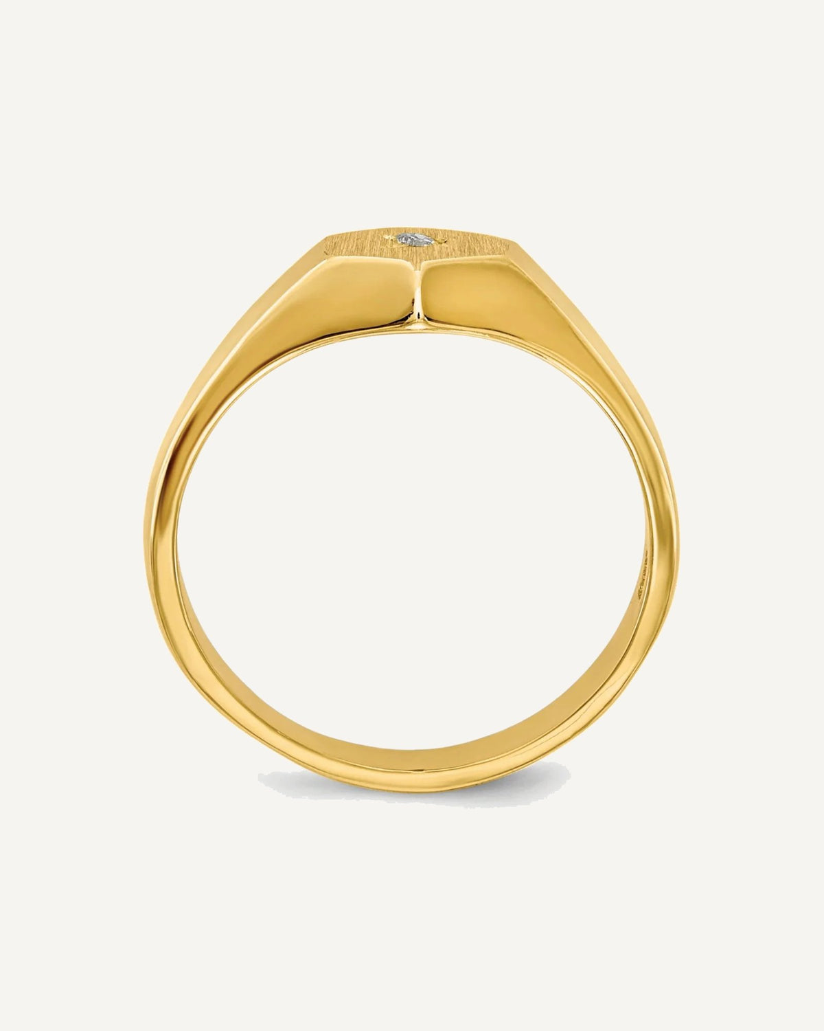 Gold Polished Children's Diamond Signet Rings – View 2