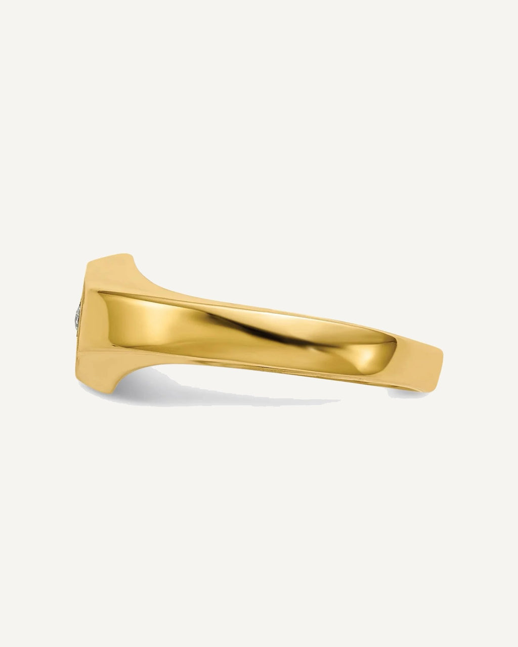 Gold Polished Children's Diamond Signet Rings – View 3