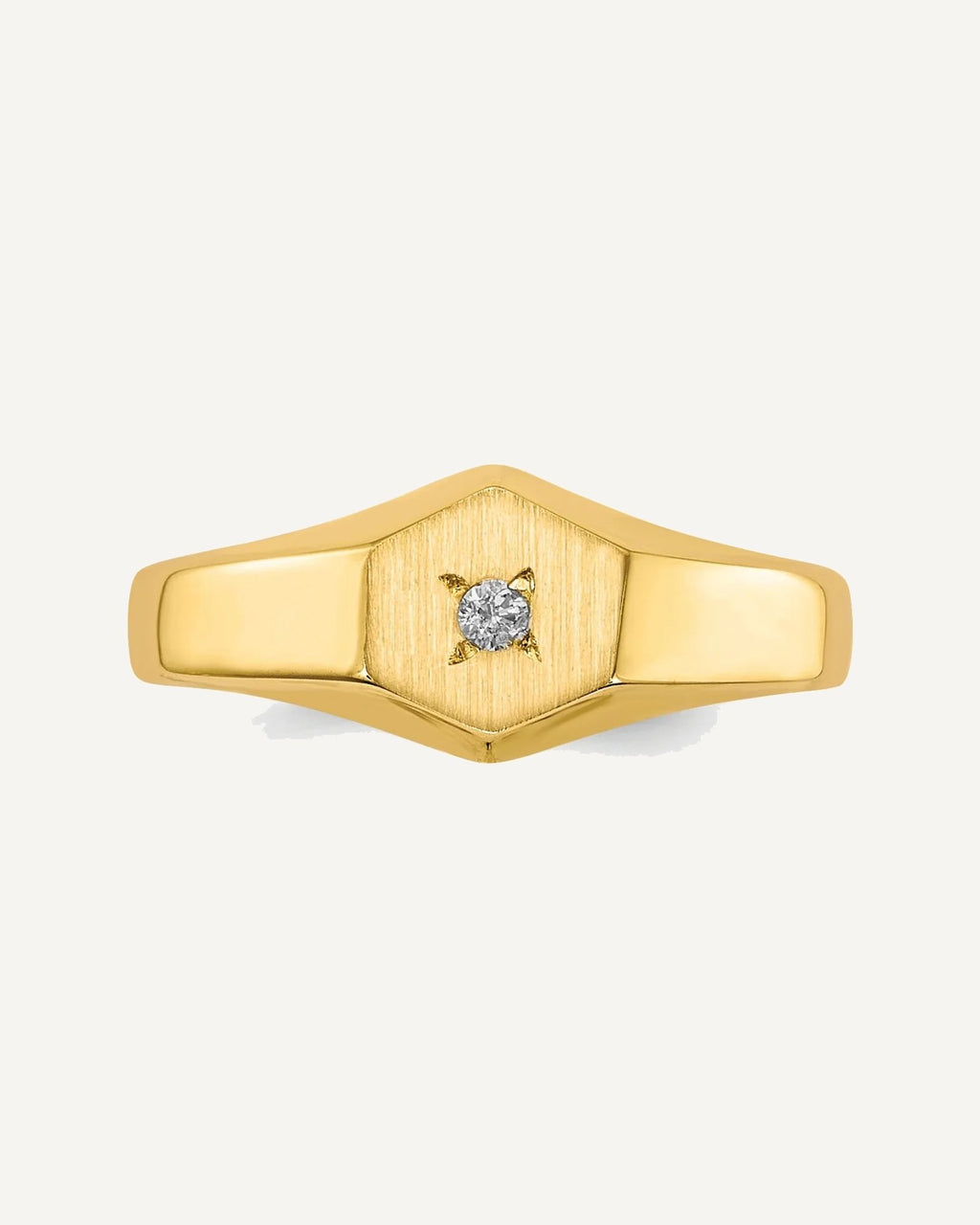 Gold Polished Children's Diamond Signet Rings – View 4