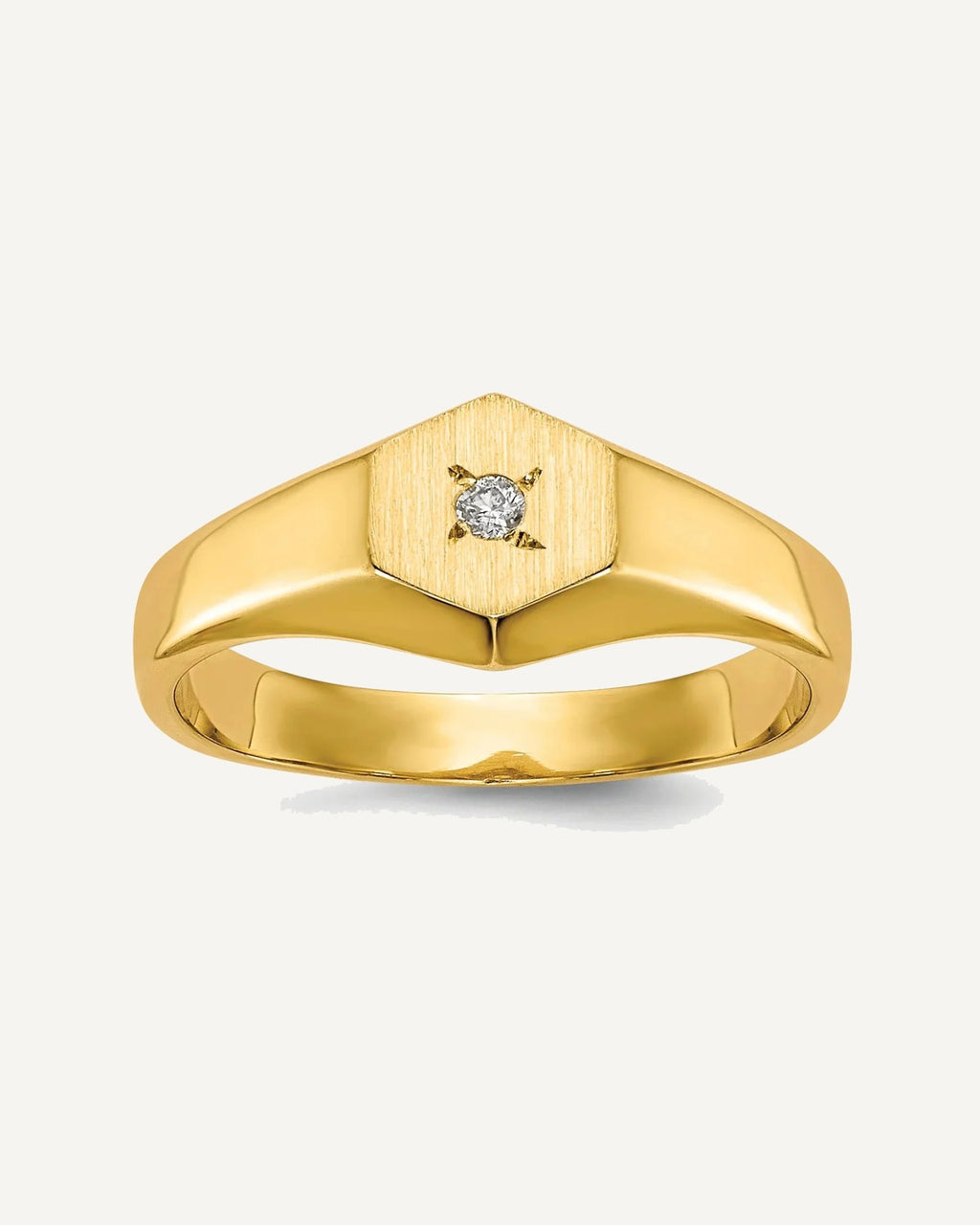 Gold Polished Children's Diamond Signet Rings – View 1