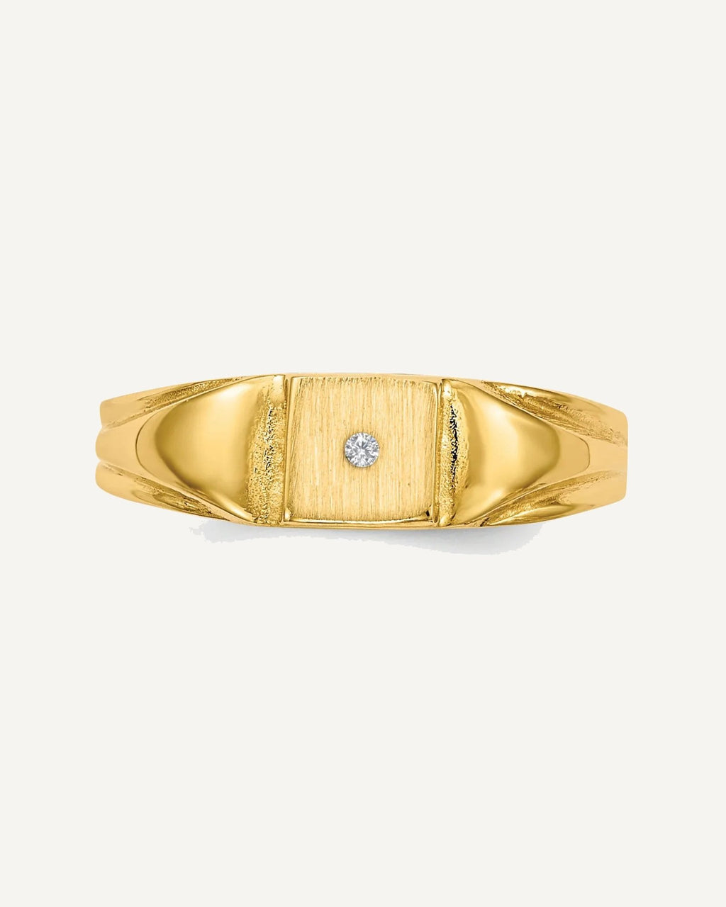 Gold Polished Children's Diamond Signet Rings – View 4