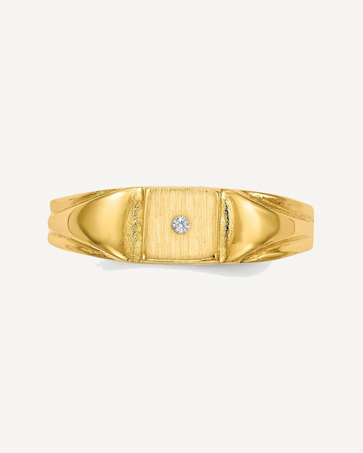Gold Polished Children's Diamond Signet Rings – View 4