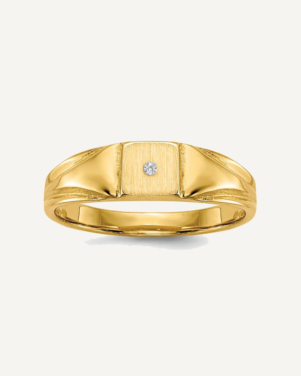 Gold Polished Children's Diamond Signet Rings – View 1