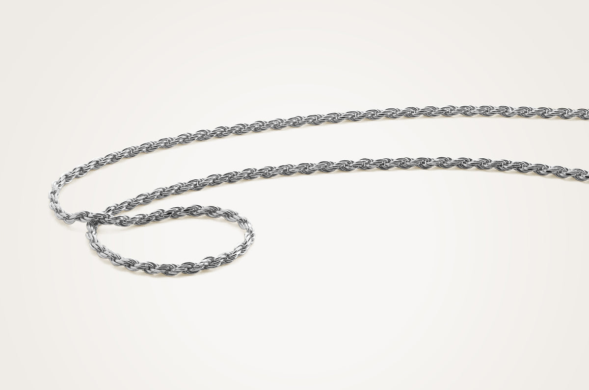 14K White Gold Diamond Cut Rope