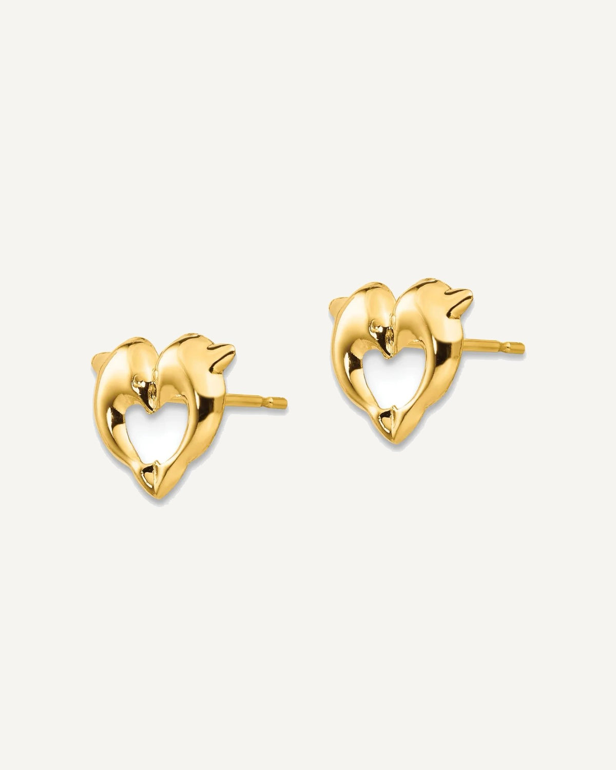 Gold Childrens Dolphin Post Earrings – View 2