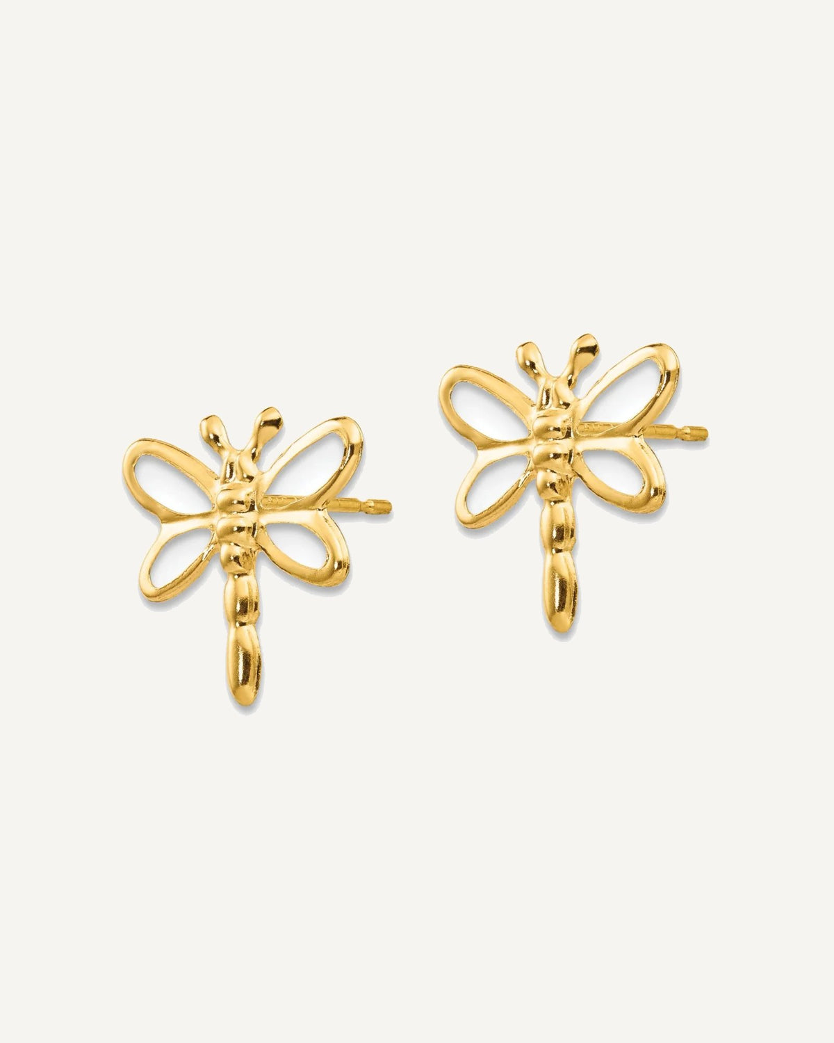 Gold Childrens Dragonfly Post Earrings – View 2