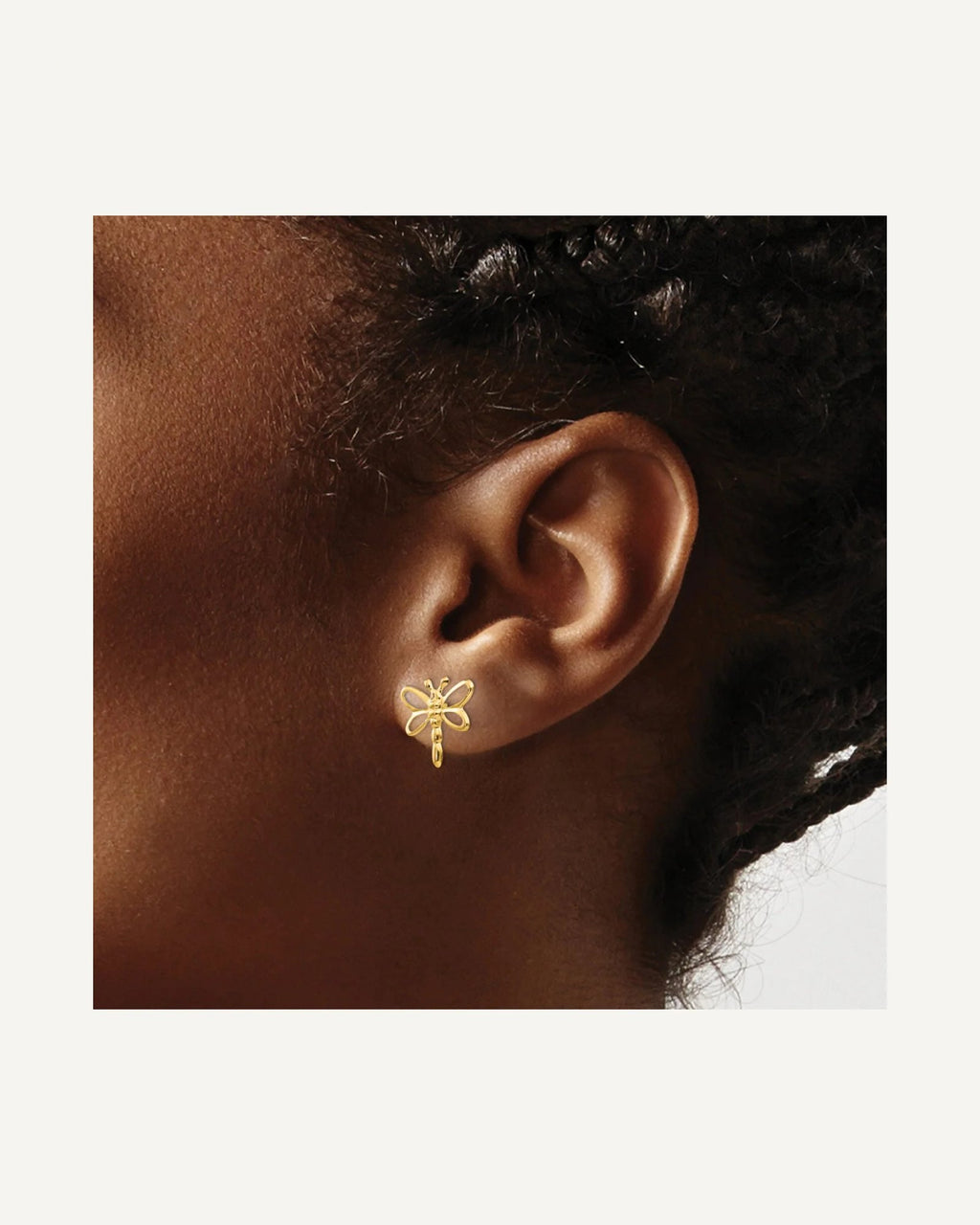 Gold Childrens Dragonfly Post Earrings – View 3