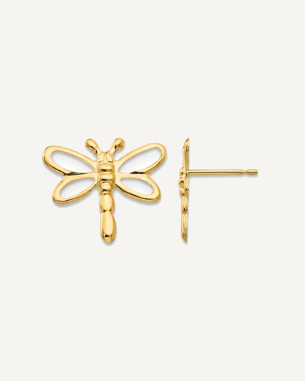 Gold Childrens Dragonfly Post Earrings – View 1