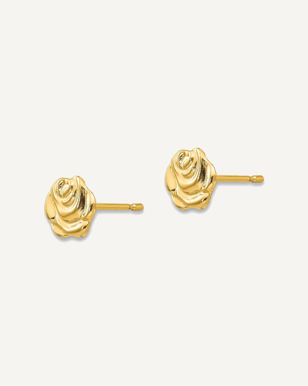 Gold Childrens Rose Post Earrings – View 2