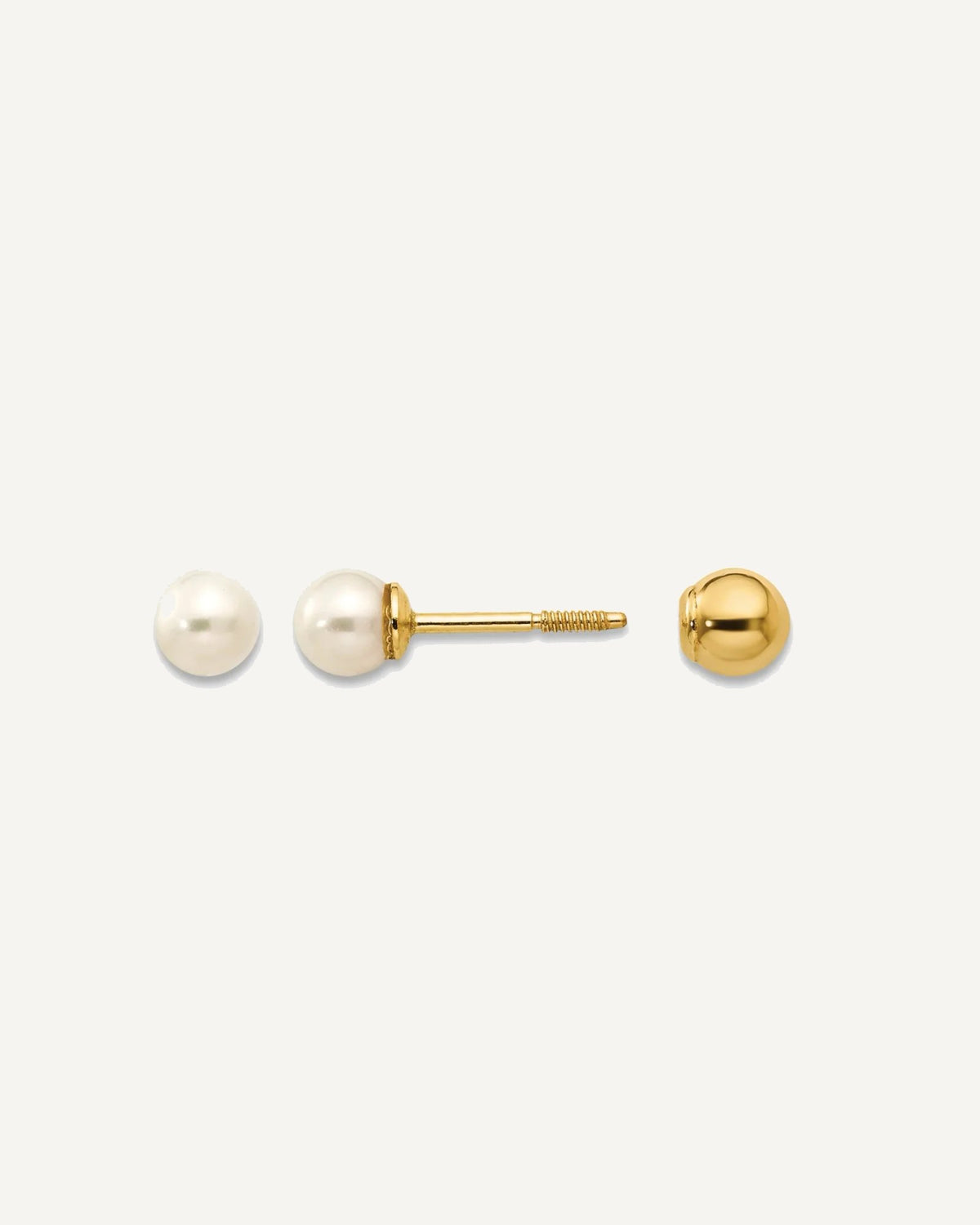 Gold Childrens Pearl Earrings – View 1