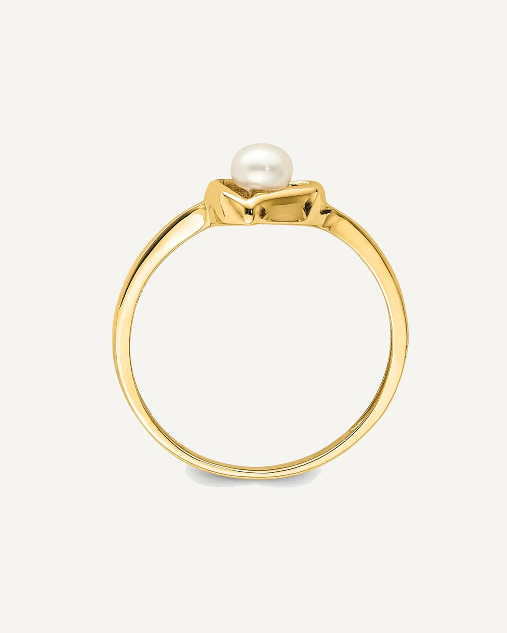 14K Madi K 3-4mm White Button Freshwater Cultured Pearl Heart Size 4 Ring – View 2