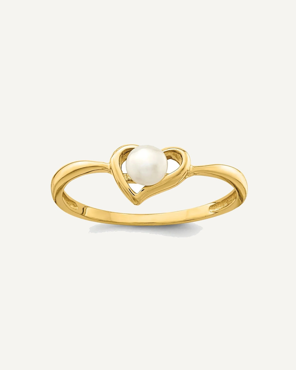 14K Madi K 3-4mm White Button Freshwater Cultured Pearl Heart Size 4 Ring – View 1