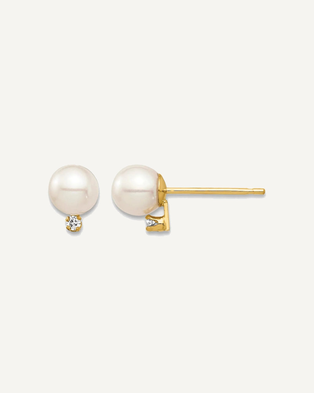 Madi K® Gold FWC Pearl & Diamond Post Earrings – View 1