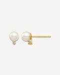 Madi K® Gold FWC Pearl & Diamond Post Earrings – View 1