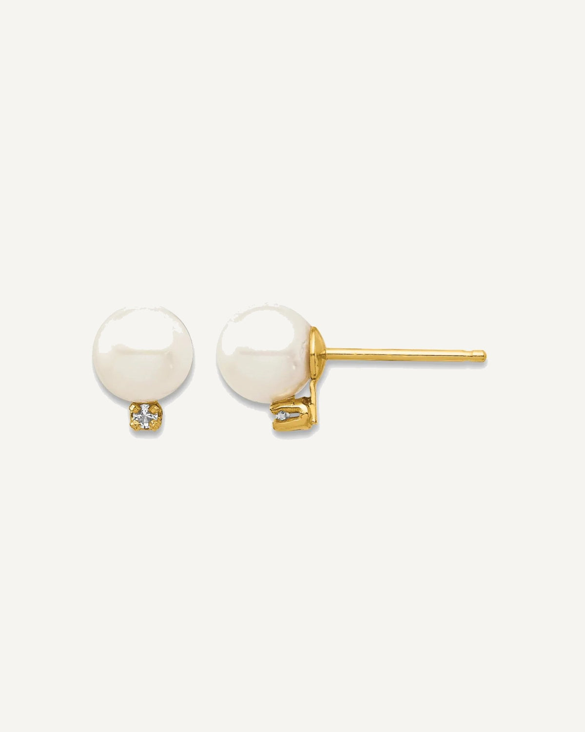Madi K® Gold FWC Pearl & Diamond Post Earrings – View 6