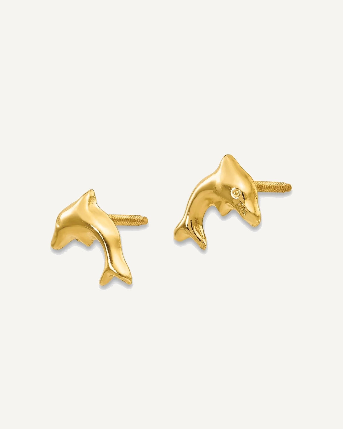 Gold Childrens Dolphin Post Earrings – View 2