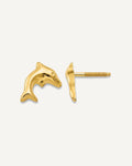 Gold Childrens Dolphin Post Earrings – View 1