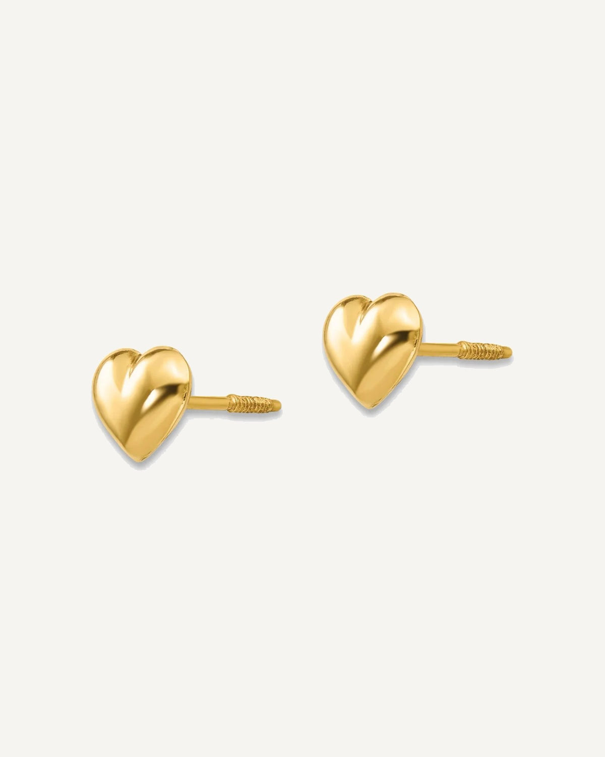 Gold Childrens Heart Post Earrings – View 2